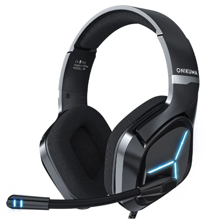 ONIKUMA X9 Ice Blue Light Adjustable Wired Gaming Headset with Mic